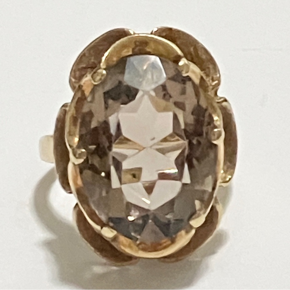Ring - 14k Gold with Oval Smoky Topaz - Picture 7 of 9